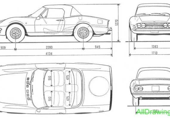 Fiat Dino 2400 Spider (1969) (Фиат Дино 2400 Спайдер (1969)) - чертежи (рисунки) автомобиля
